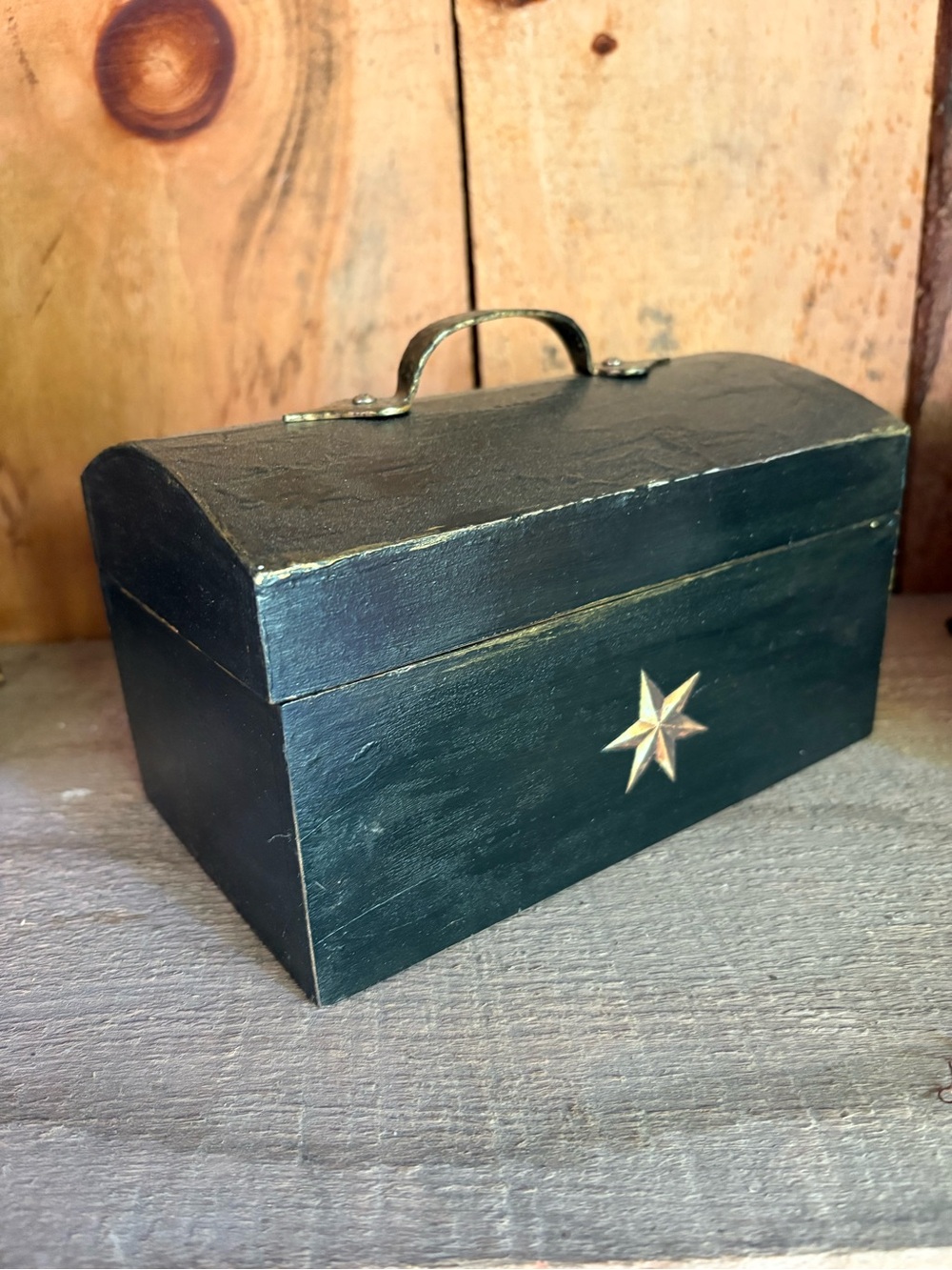Black Wooden Box with Star Design
